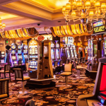 Multiple slot machines on a casino floor