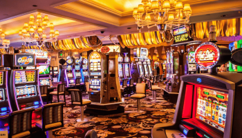 Multiple slot machines on a casino floor