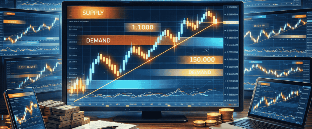 How key levels in forex trading work with support, resistance, and trendlines shown on price charts