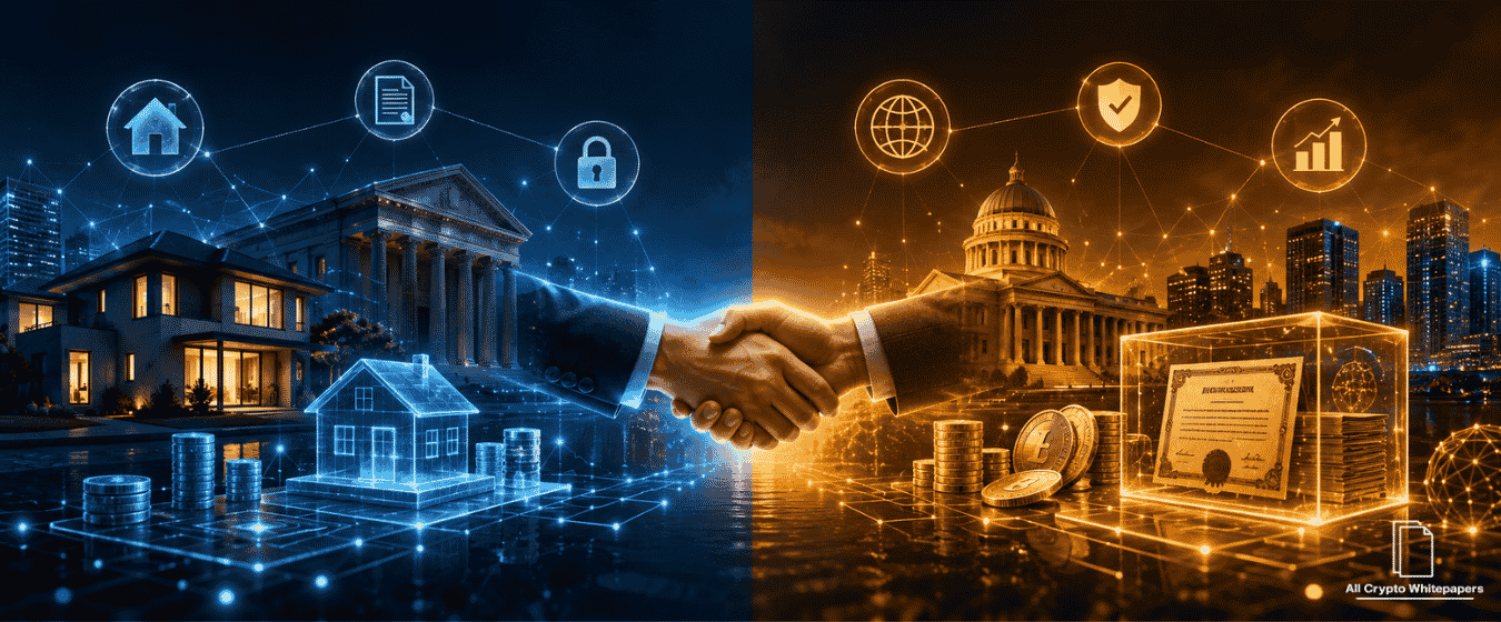 Illustration comparing Figure HELOC and Ondo Finance as two real-world asset blockchain projects with lending and tokenized finance concepts.